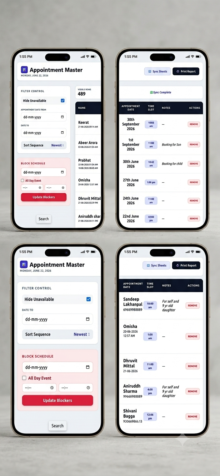 Appointment Master Administration Dashboard