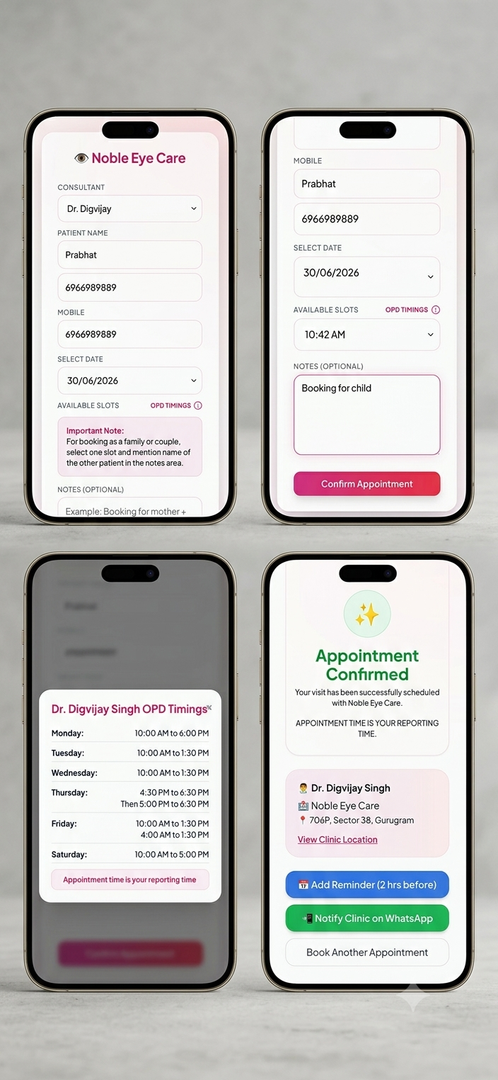 Patient Appointment Booking Mobile View
