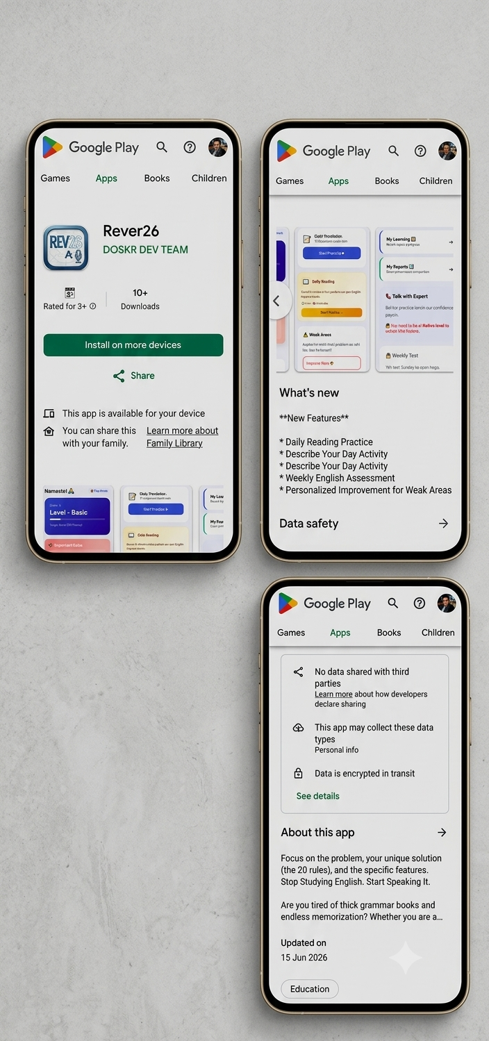 Rever26 Play Store Platform Profile Mockup